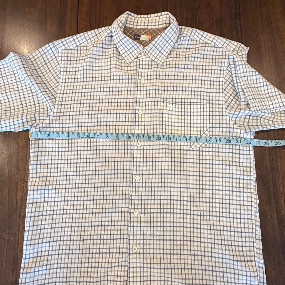 Quicksilver Men's Plaid White Blue & Tan, Sporty, Casual, California, Size Large - Picture 12 of 14